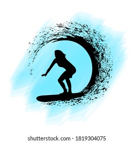surfer on the wave vector illustration