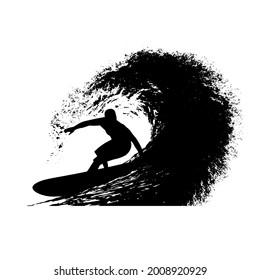 surfer on the wave vector illustration