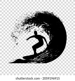 surfer en la ilustración del vector de onda