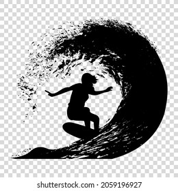 surfer on the wave vector illustration