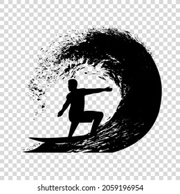 surfer on the wave vector illustration