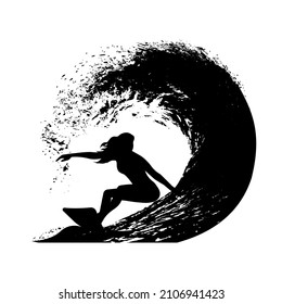 surfer on the wave vector illustration