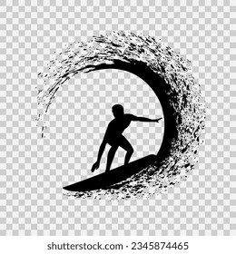 surfer on the wave vector illustration