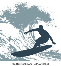 surfer on the wave vector illustration