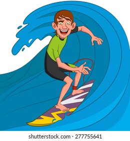 Surfer on a wave. Vector illustration.