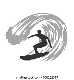 Surfer on wave vector illustration.