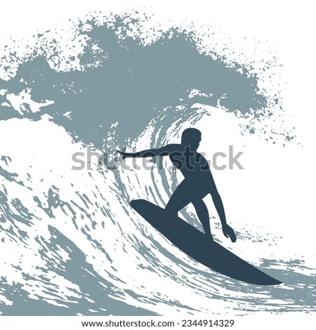 surfer on the wave vector illustration