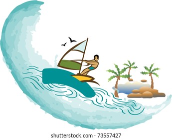 surfer on waves