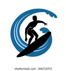 surfer on waves an illustration on a white background