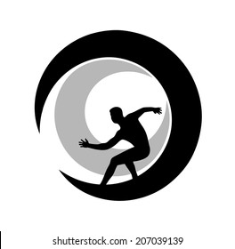surfer on waves an illustration on a white background