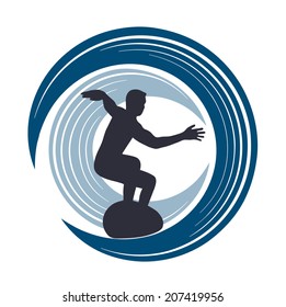surfer on waves an illustration on a white background