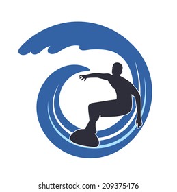 surfer on waves an illustration on a white background
