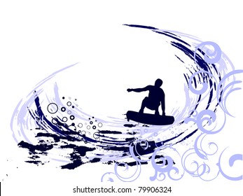 surfer on waves - vector