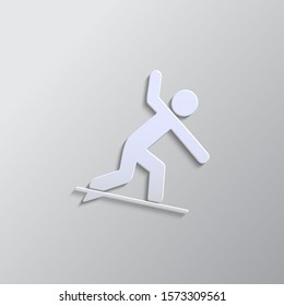Surfer paper style, vector icon. Grey color vector background