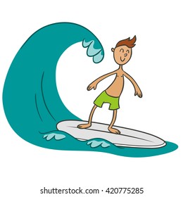 Surfer rides on a wave. part of the collection of  summer holidays