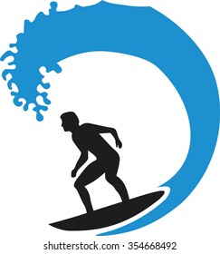 Surfer riding a big wave