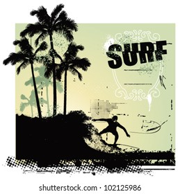 surfer riding a big wave in the coast