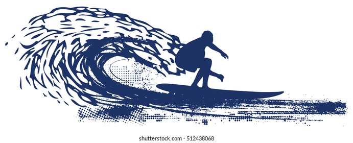 Surfer Riding Pipeline Wave