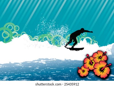 Surfer riding a wave.