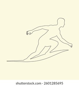 Surfer Riding a Wave Silhouette Vector Illustration.