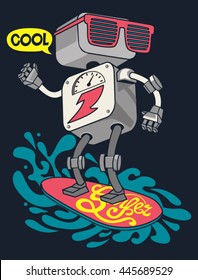 surfer robot vector design for tee