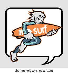 Surfer running with surfboard 