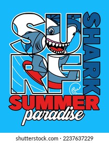 SURFER SHARK ILLUSTRATION AND TEXT