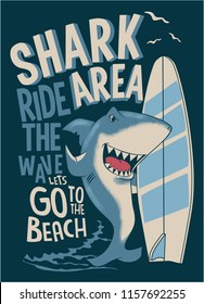 surfer shark vector with surfboard