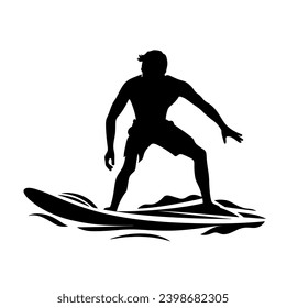 Surfer silhouette. Surfer black icon on white background