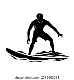 Surfer silhouette. Surfer black icon on white background