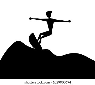 surfer silhouette cartoon design illustration