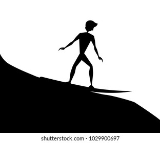 surfer silhouette cartoon design illustration