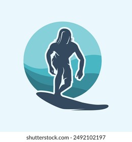 Surfer Silhouette Graphic Vector Illustration