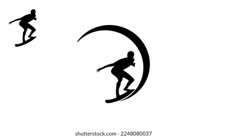 surfer silhouette, high quality vector