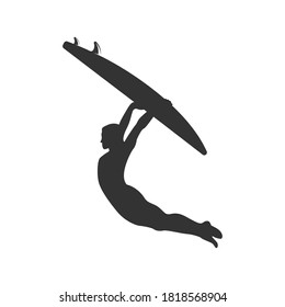 Surfer silhouette isolated on white background. Design elements. Vector illustration