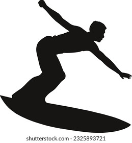 Surfer Silhouette Vector Art Icons