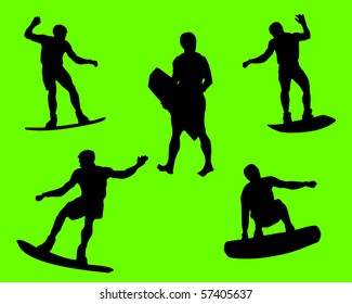 surfer silhouettes - vector