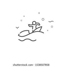 Surfer simple vector line icon. Symbol, pictogram, sign. Light background. Editable stroke