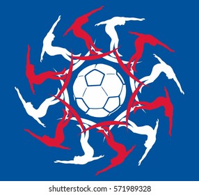Surfer and soccer ball graphic design vector art