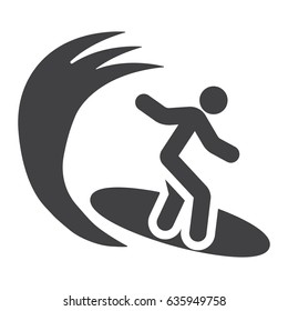 Surfer solid icon, travel and tourism, surfing vector graphics, a filled pattern on a white background, eps 10.