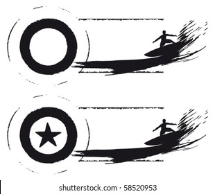 surfer star grunge sea banner