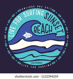 surfer style clothing print design