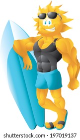 Surfer sun cartoon