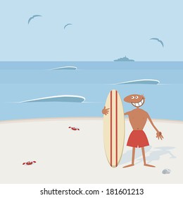 Surfer with surfboard.