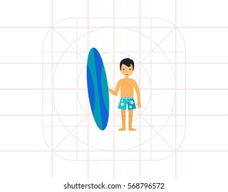 Surfer with Surfboard Icon