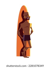 surfer with surfboard icon isolated