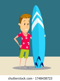 Surfer with surfboard vector illustration