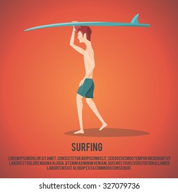 surfer with surfboard vector illustration