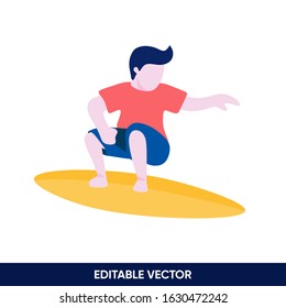surfer surfing flat illustration design
