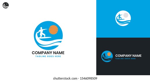 Surfer, Surfing logo - All elements on this template are editable with vector software.